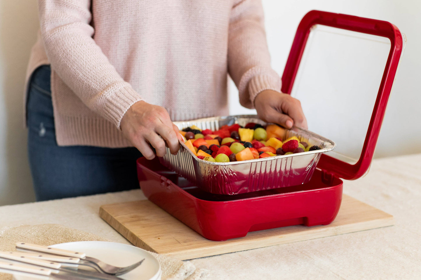 Fancy Panz Classic Set - Pan Frame w/ Lid & Serving Spoon - Red