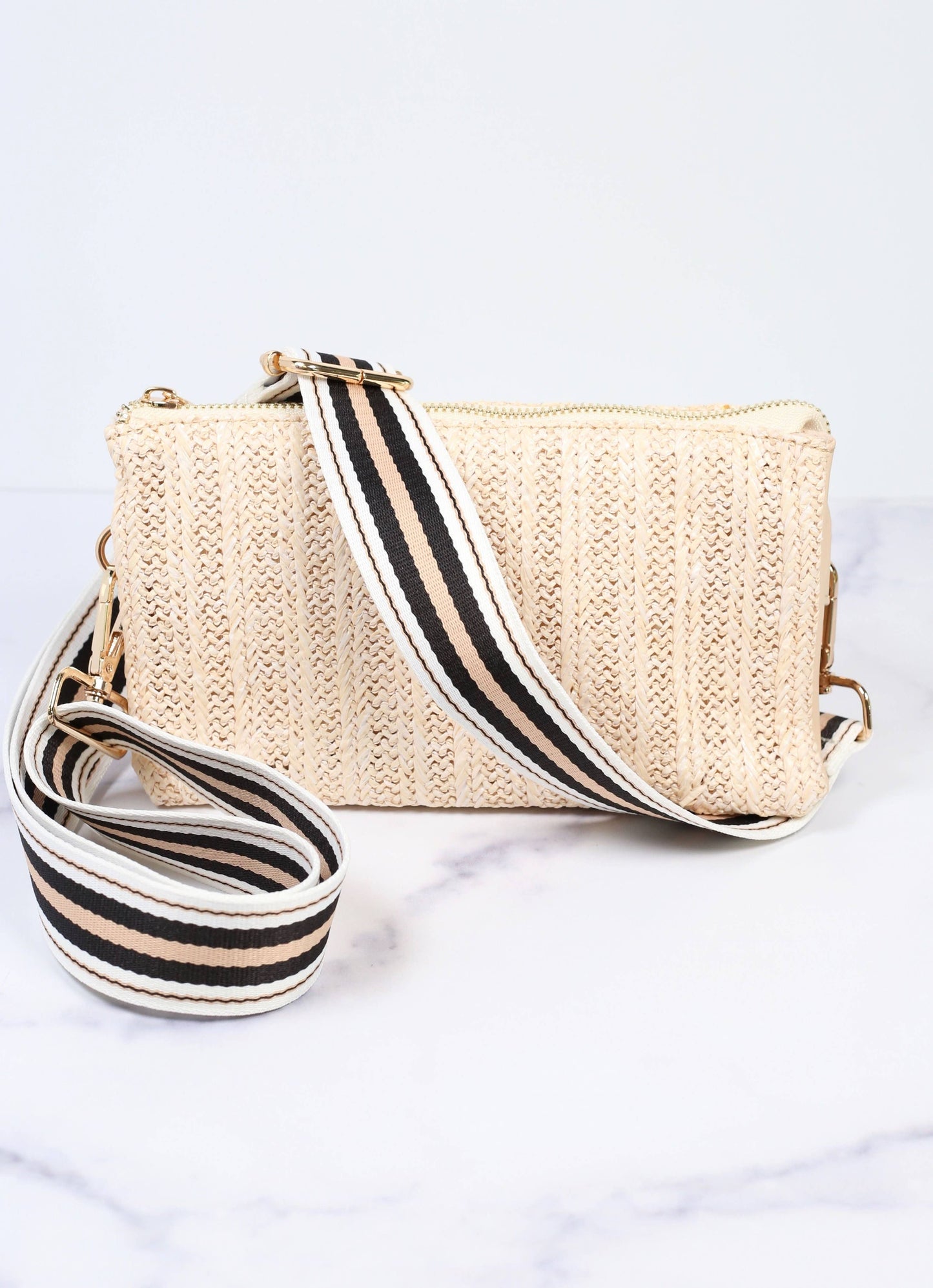 Layla Crossbody Strap NATURAL STRIPE