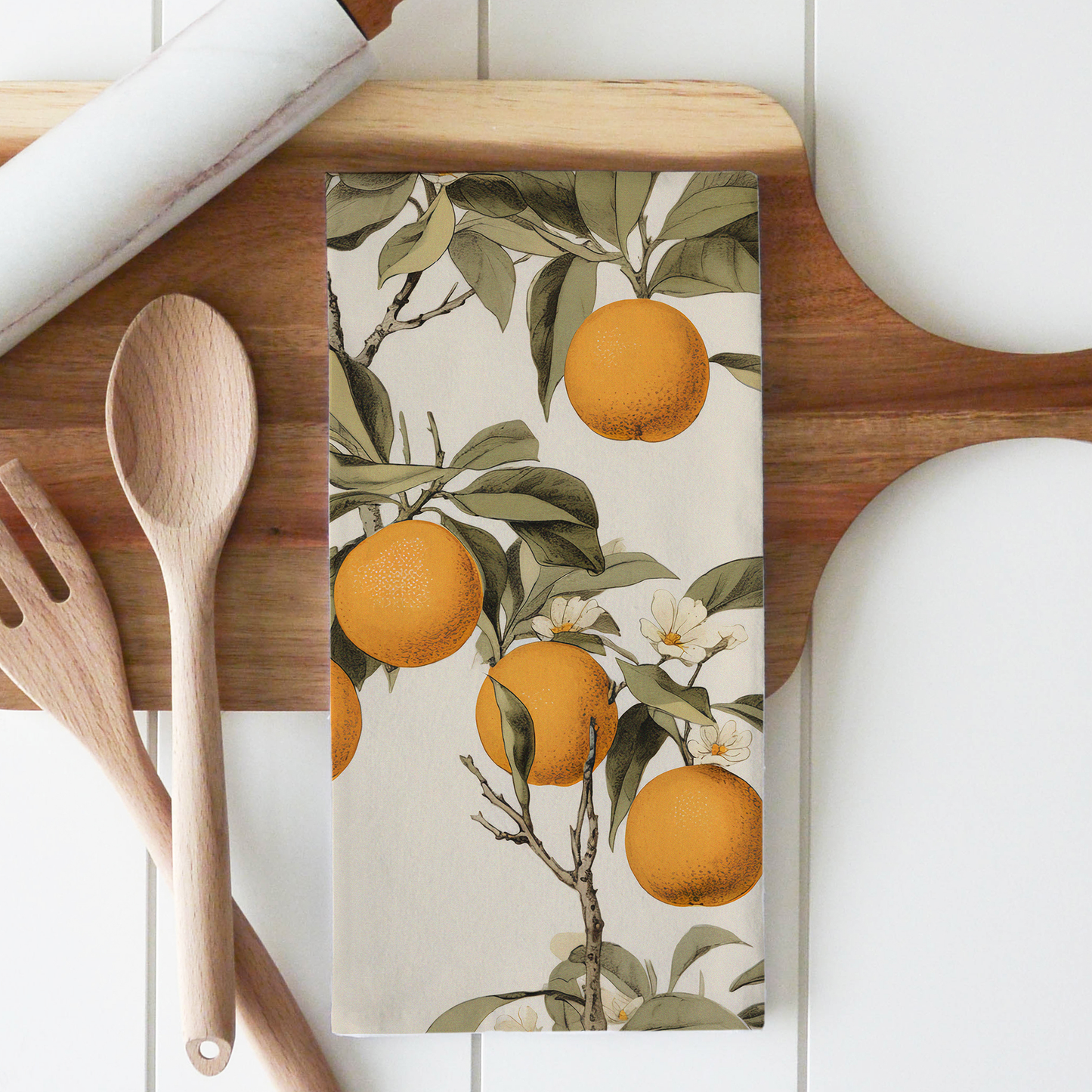 Vintage Oranges Kitchen Tea Towel