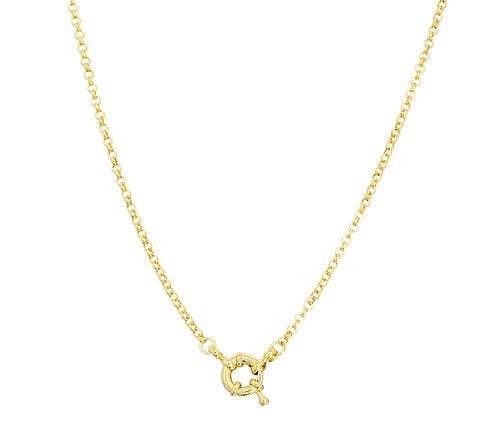 18k Gold Filled Front Clasp Rolo Chain Necklace
