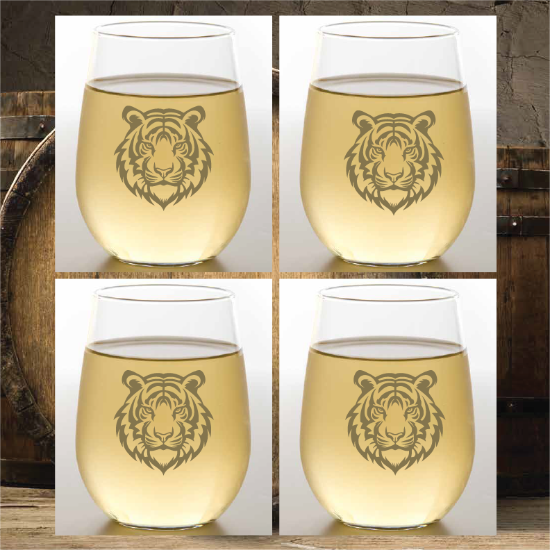 METALLIC GOLD TIGER Unbreakable TRITAN Plastic Wine Glasses