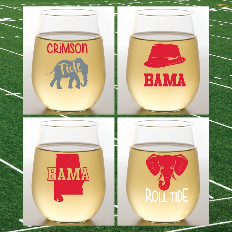 COLLEGIATE COLLECTION Unbreakable Plastic Wine Glasses