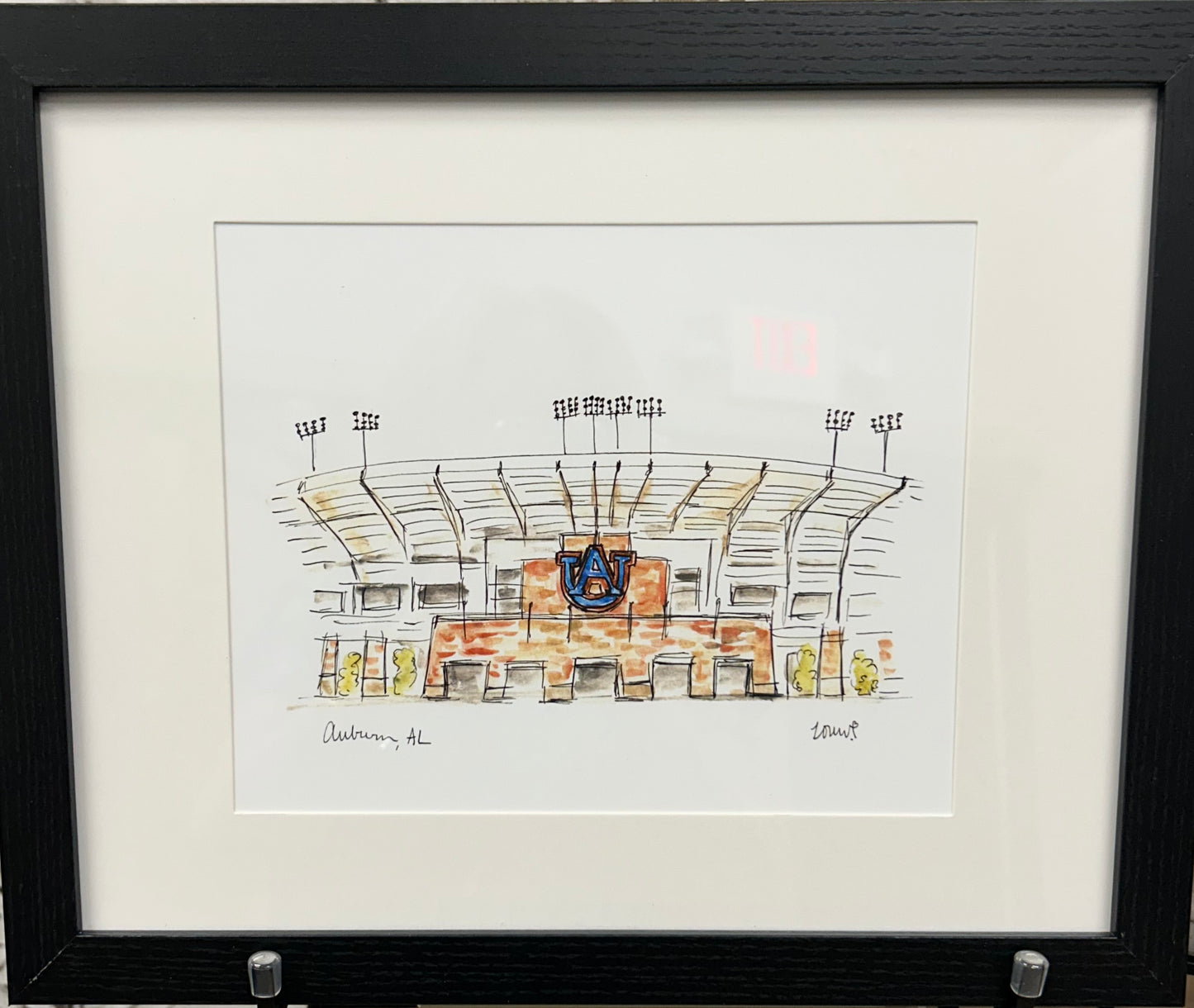 Jordan-Hare Stadium Auburn Watercolor Framed Print
