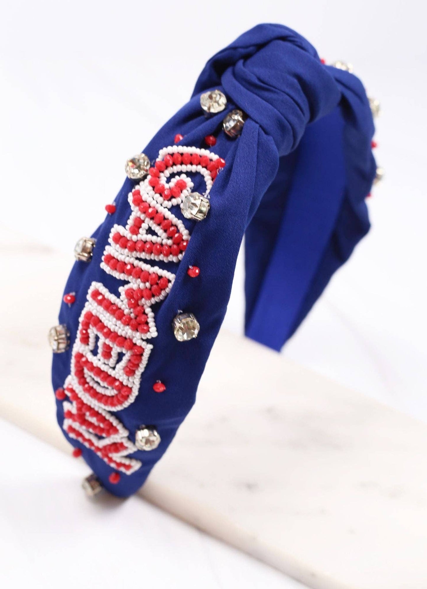 Game Day Embellished Headband BLUE/RED