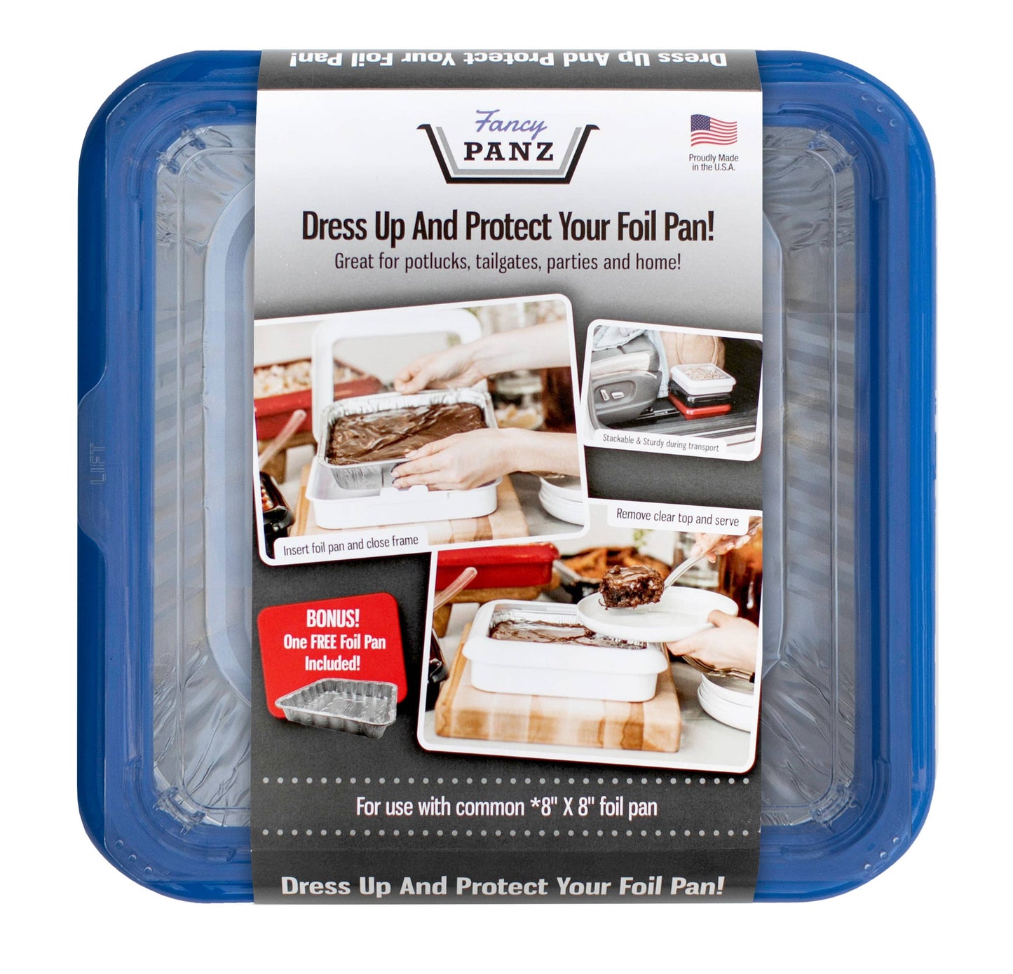 Square Set - 8x8 Pan Frame w/ Lid & Serving Spoon-Denim Blue