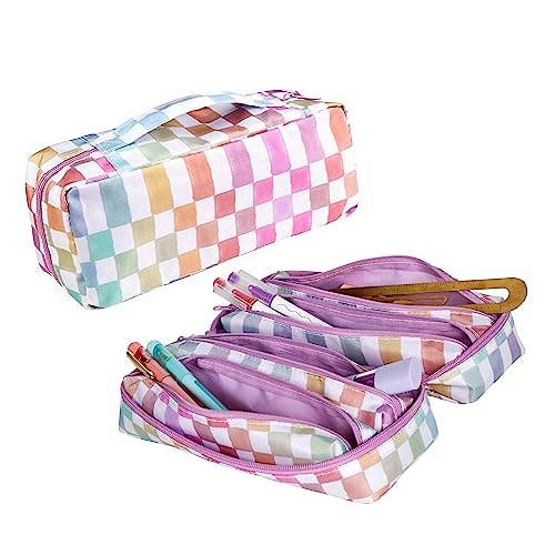 5-in-1 Zipper Pouch - Watercolor Checkered