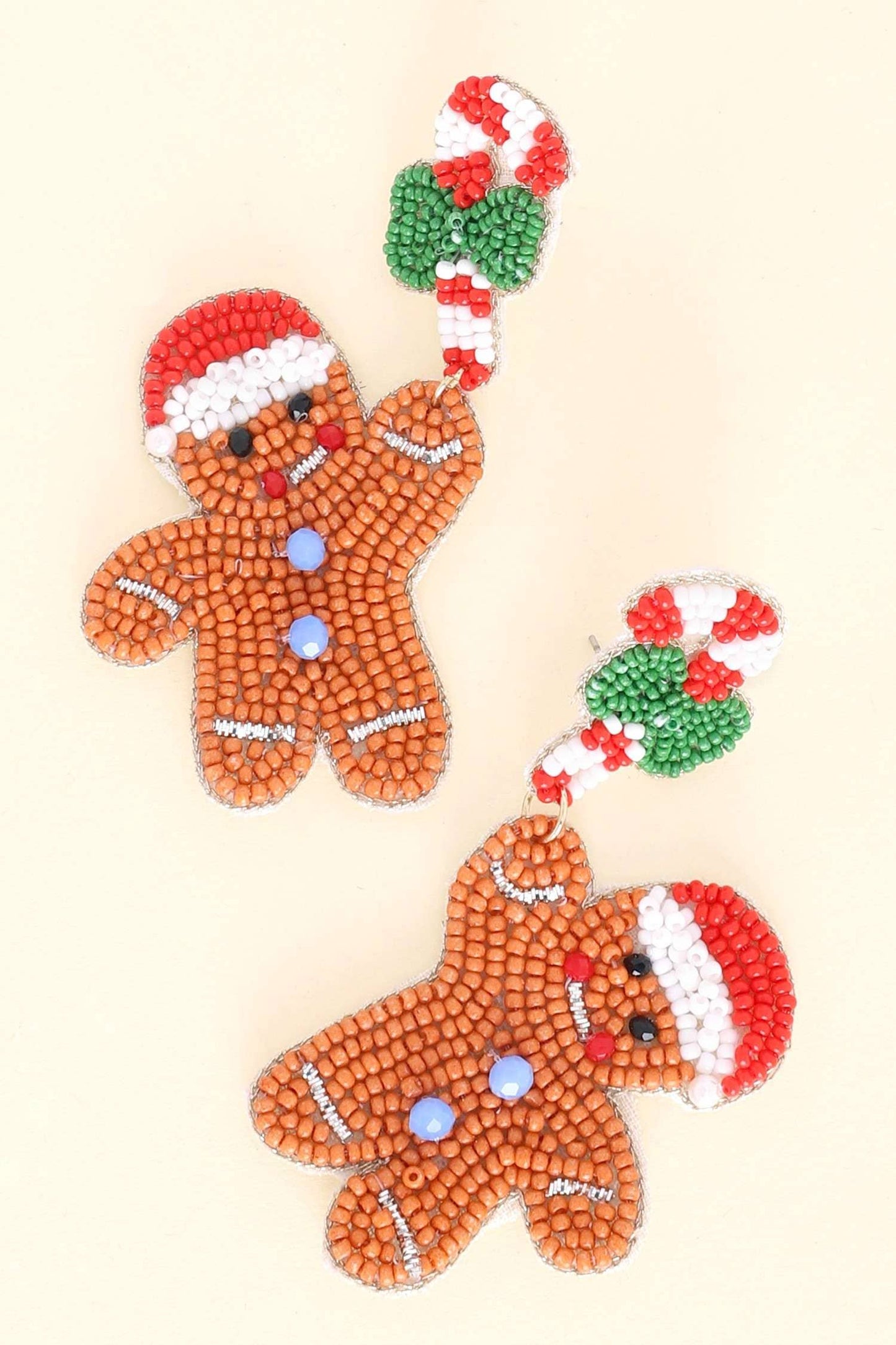 CANDY CANE GINGERBREAD MAN CHRISTMAS EARRINGS