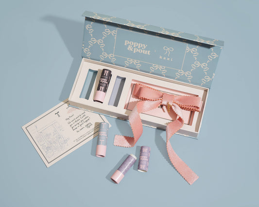 Poppy & Pout - Coquette Lip Balm Trio + Kaxi Hair Bow