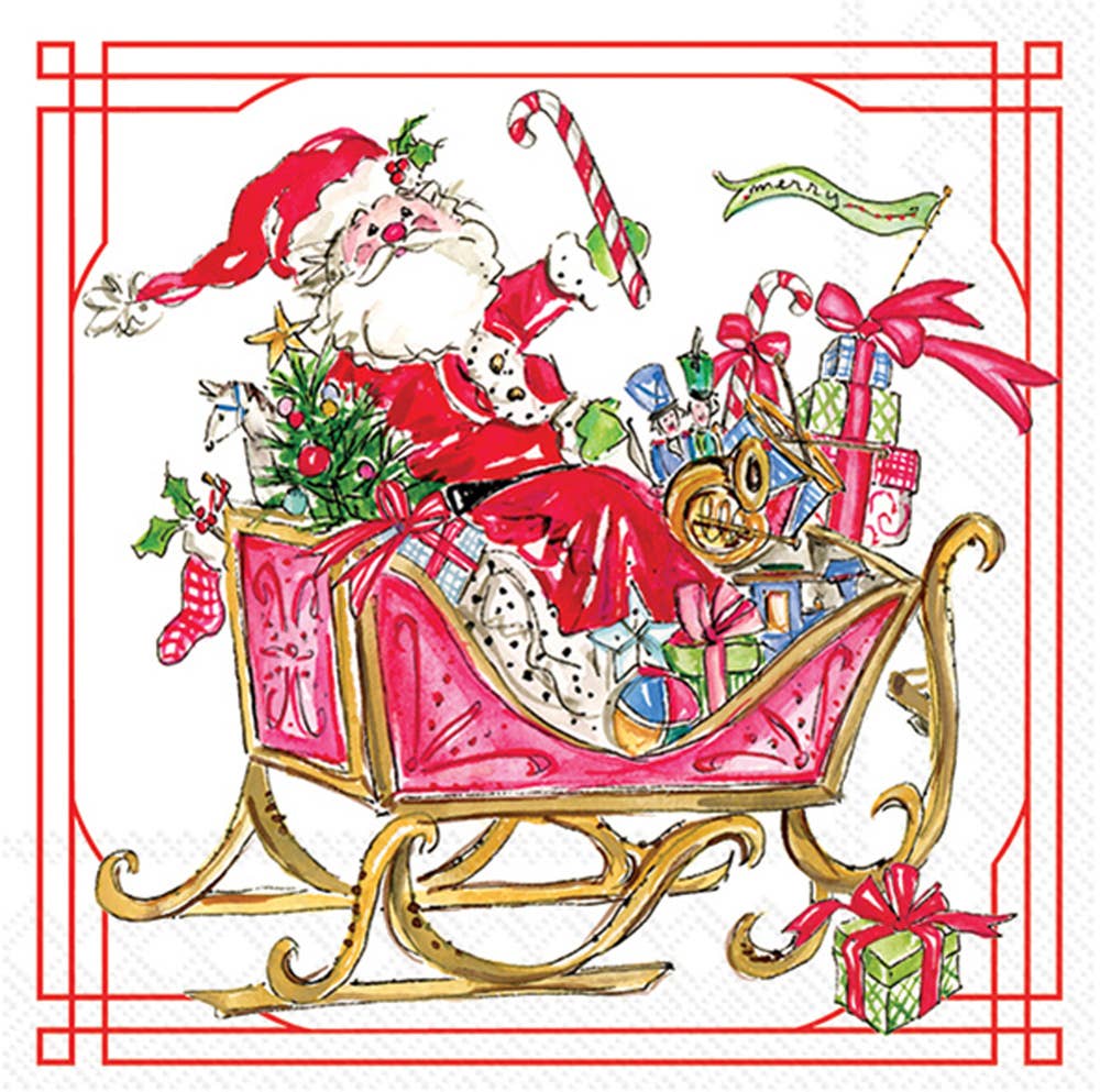 Paper Lunch Napkins 20/pack Santa Sleigh with Presents