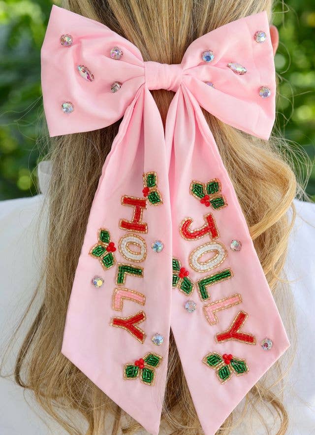 Holly Jolly Hair Bow PINK