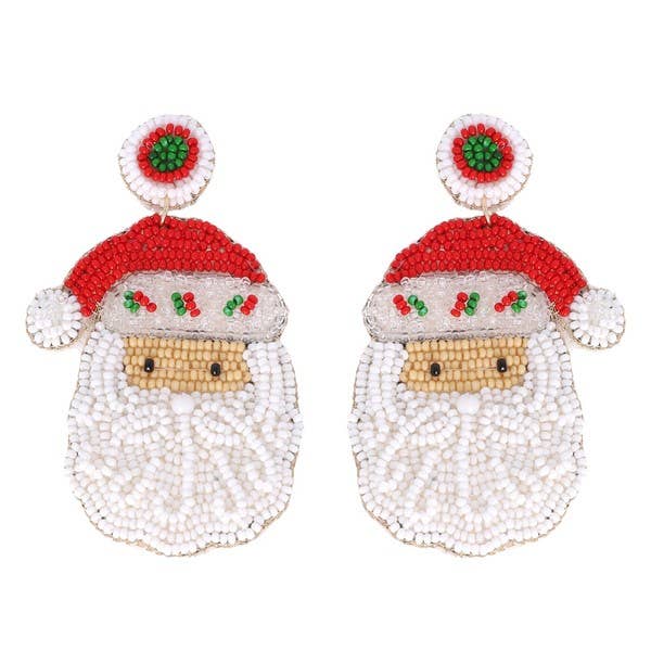 SANTA CLAUS VINTAGE CHRISTMAS BEADED EARRINGS