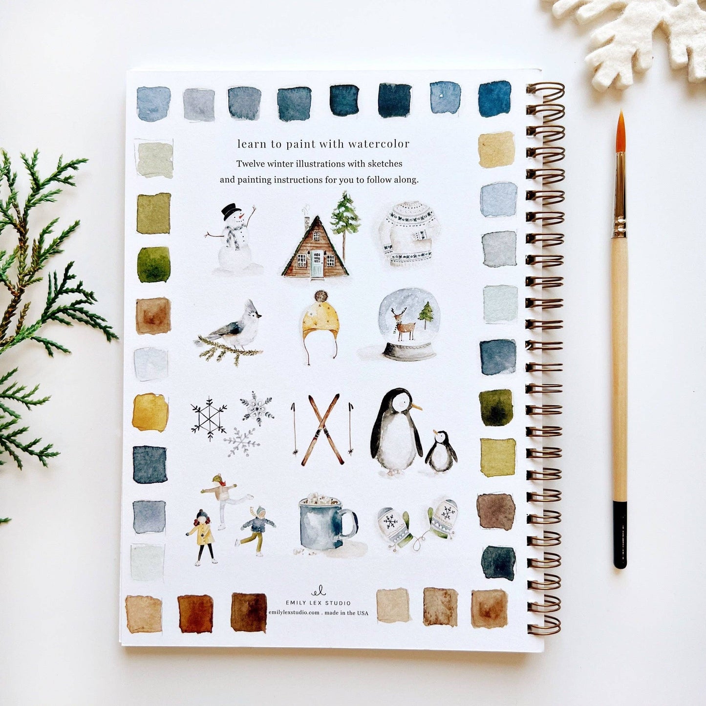 Watercolor Workbook: Animals, Autumn, Birds, Bouquets, Christmas, Flowers, Winter