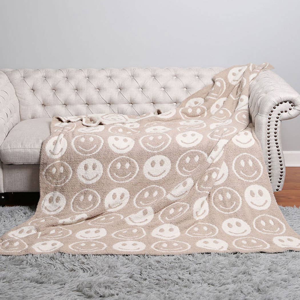 Happy Face Patterned Throw Blanket