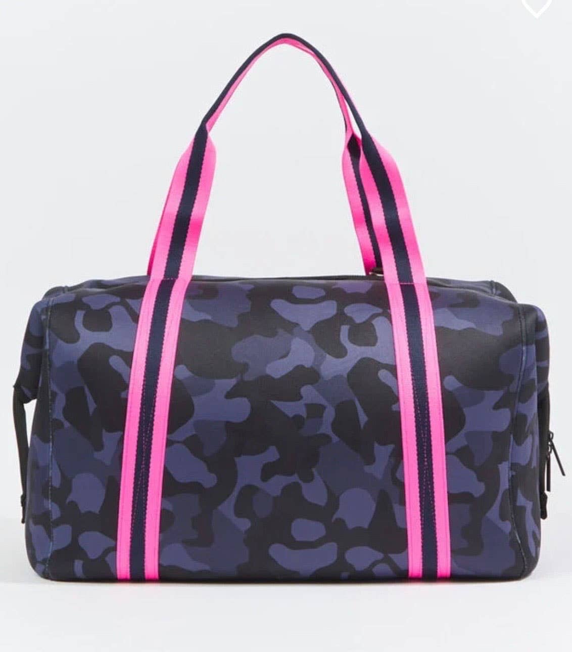 The Cassie Neoprene Weekender Navy Camo W/pink Straps