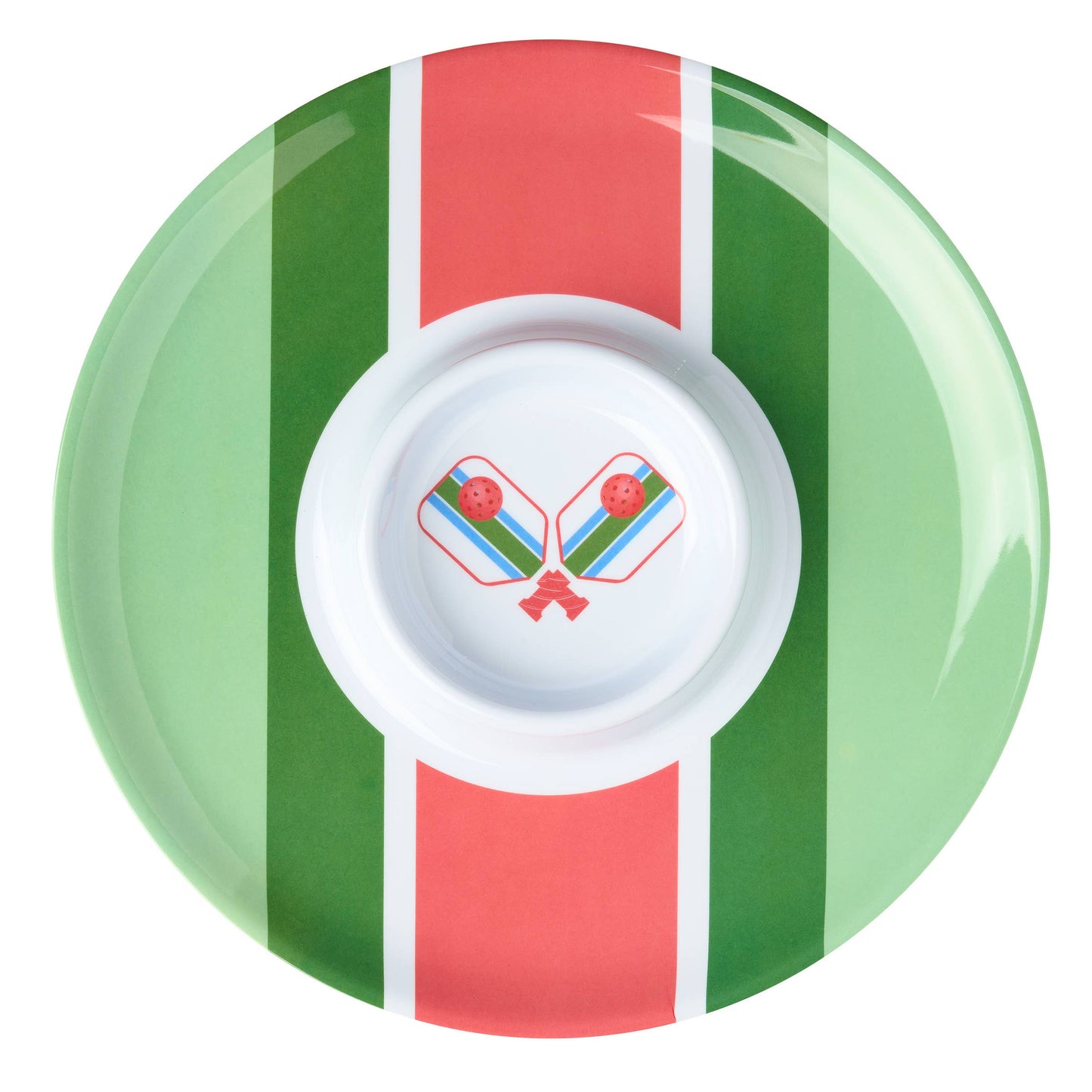 Pickle Ball Striped Melamine Chip-n-Dip