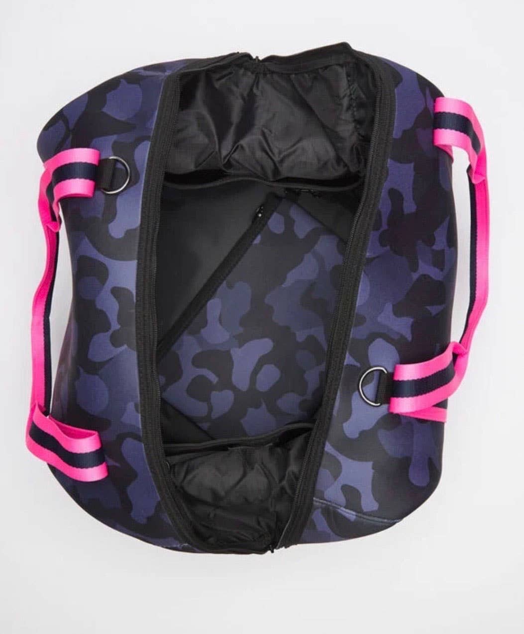 The Cassie Neoprene Weekender Navy Camo W/pink Straps