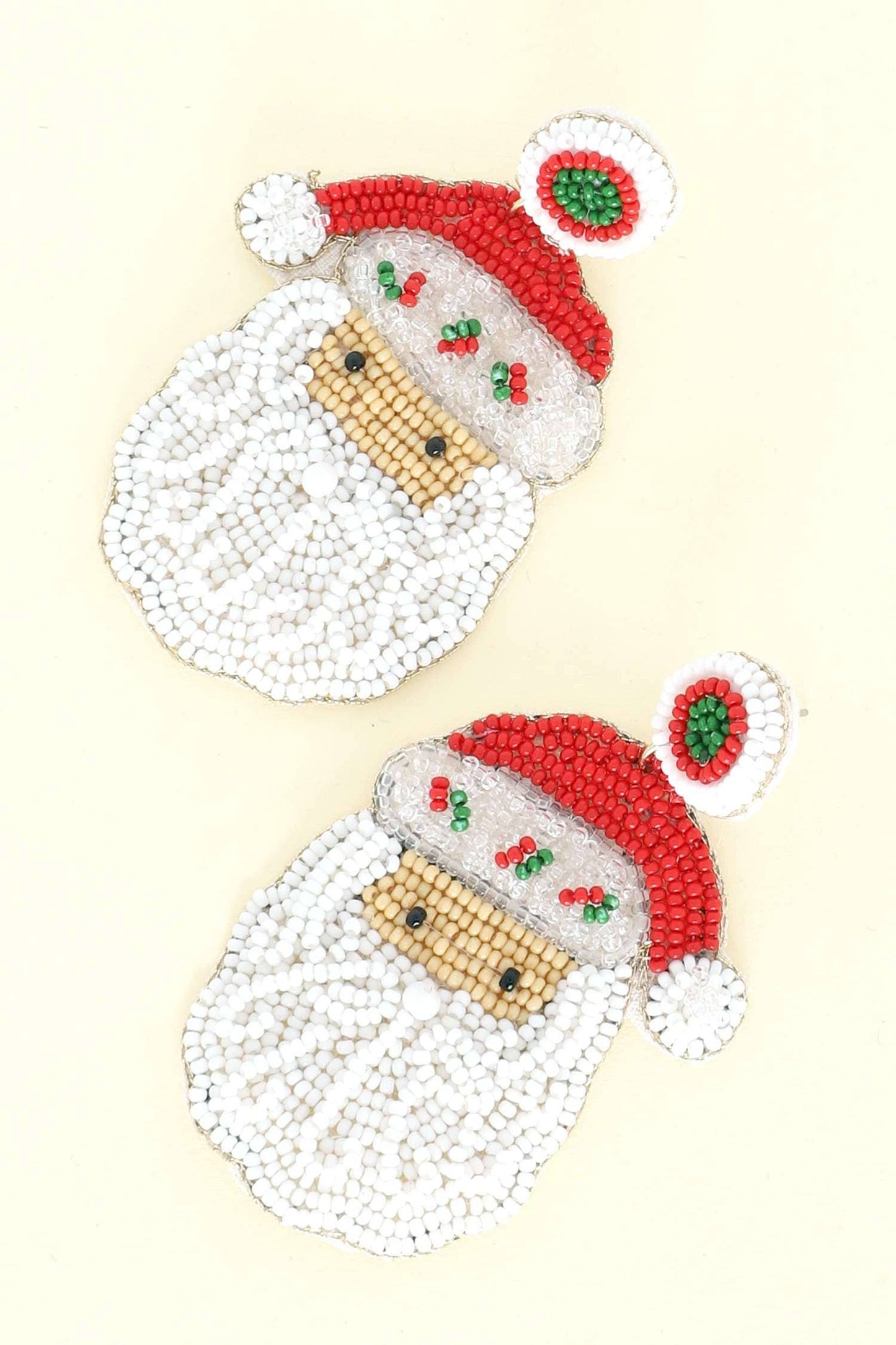 SANTA CLAUS VINTAGE CHRISTMAS BEADED EARRINGS