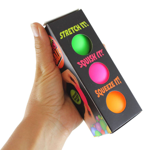 Box of 3 Stress Balls -Soft Doh Filled 2" Stress Fidget