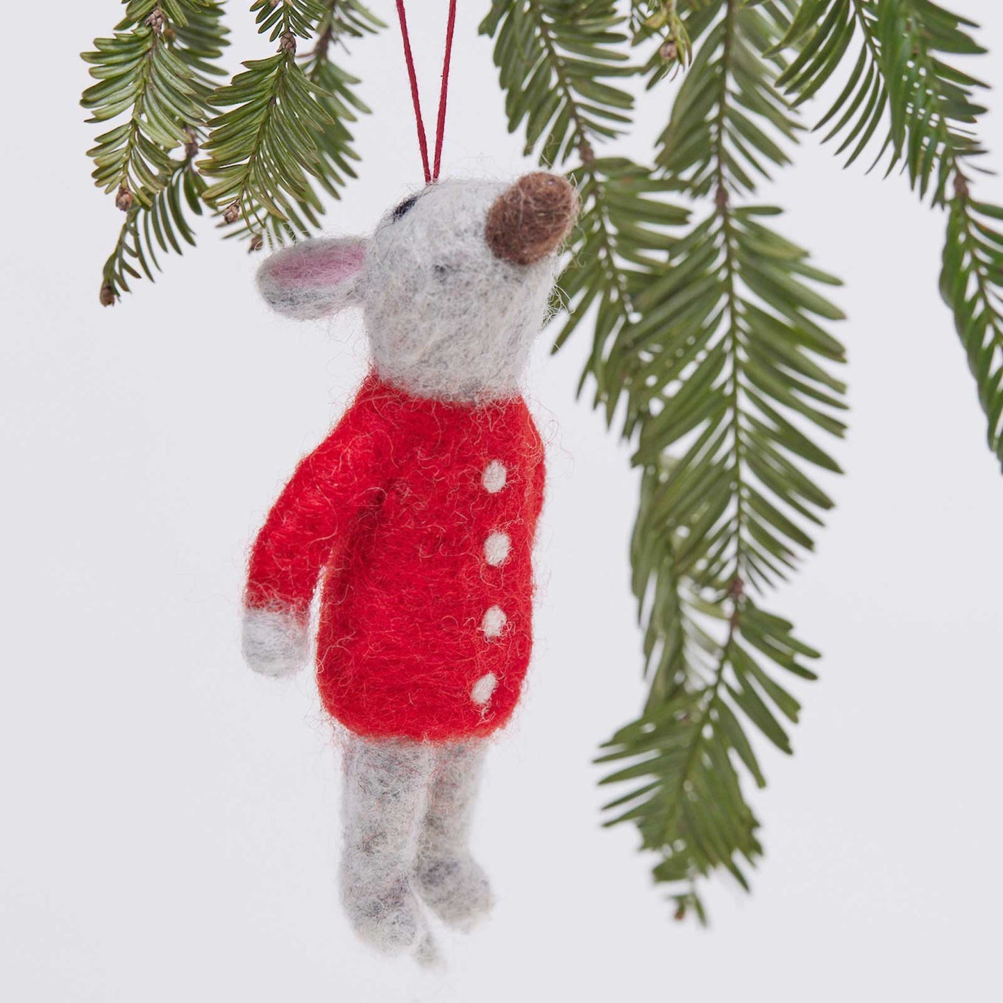 RED SWEATER MOUSE Felt Ornament