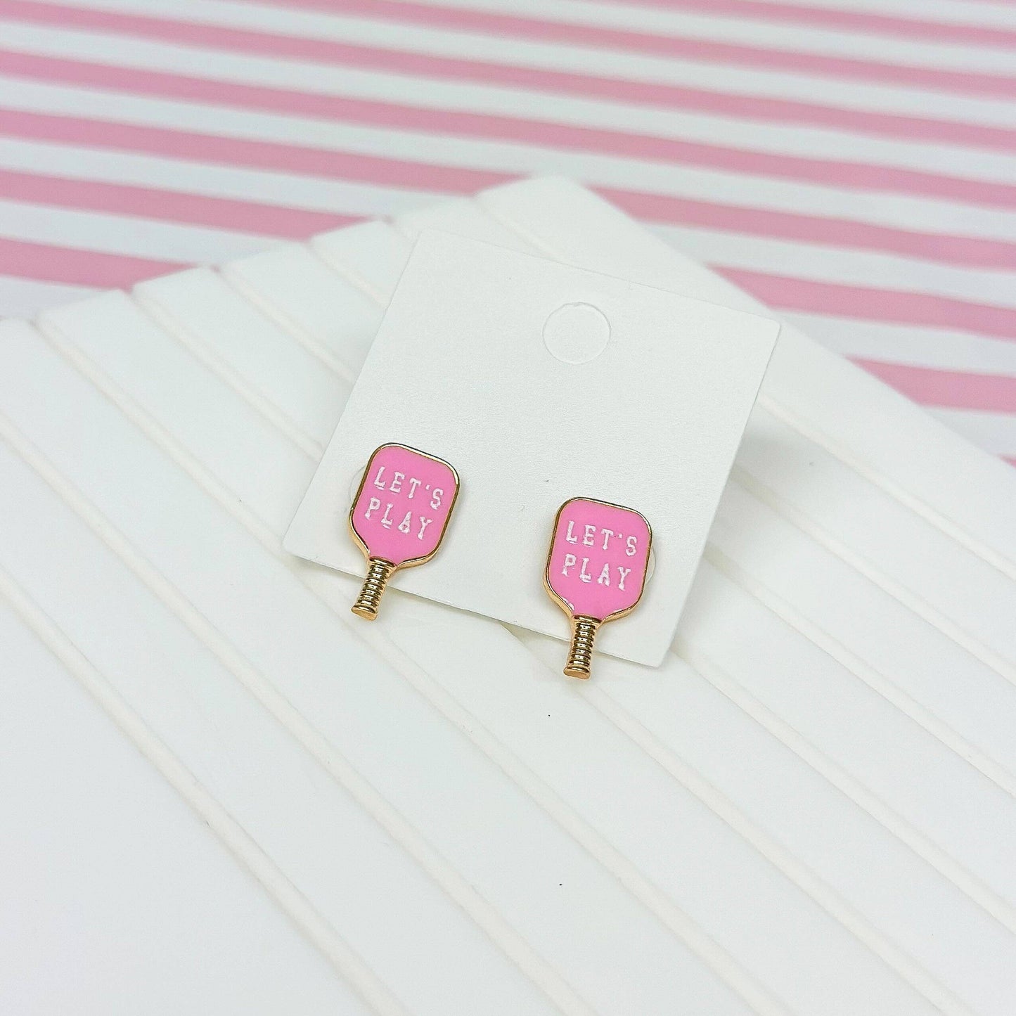 Enamel Pickleball Stud Earrings