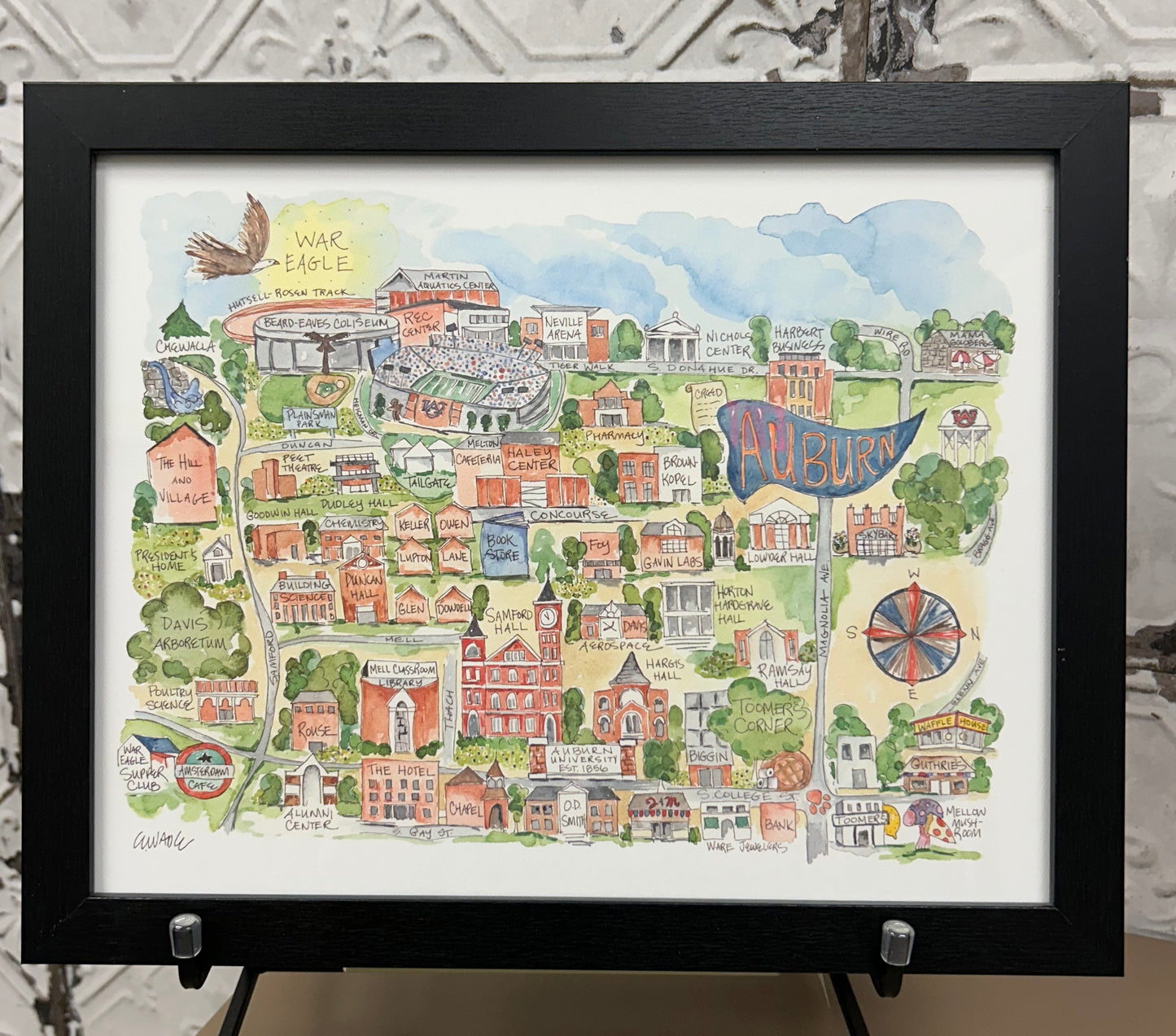 Auburn Football College Map Framed Print