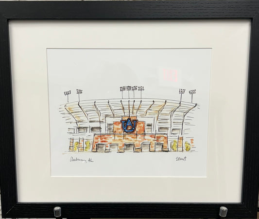 Jordan-Hare Stadium Auburn Watercolor  Framed Print
