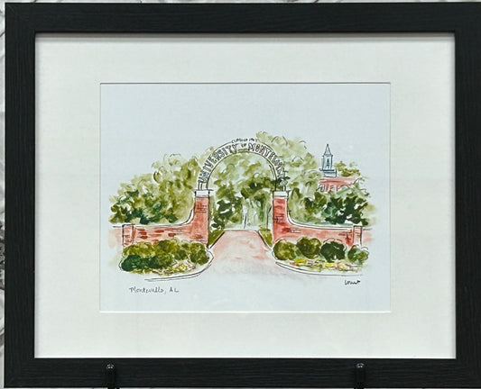 University of Montevallo Watercolor  Framed Print