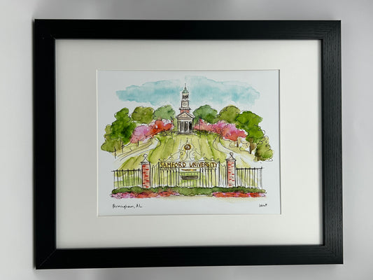 Samford University Watercolor Framed Print