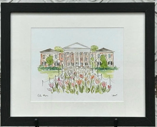 Ole Miss  Watercolor  Framed Print Oxford Mississippi