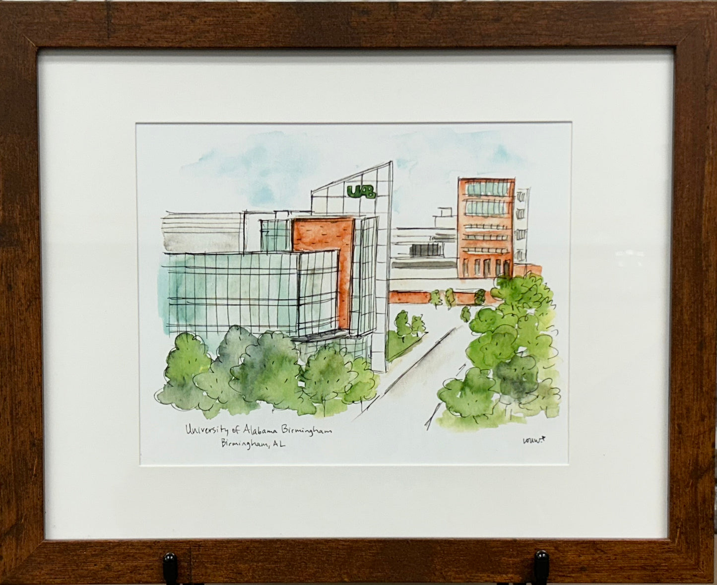 UAB University of Alabama at Birmingham  Watercolor  Framed Print