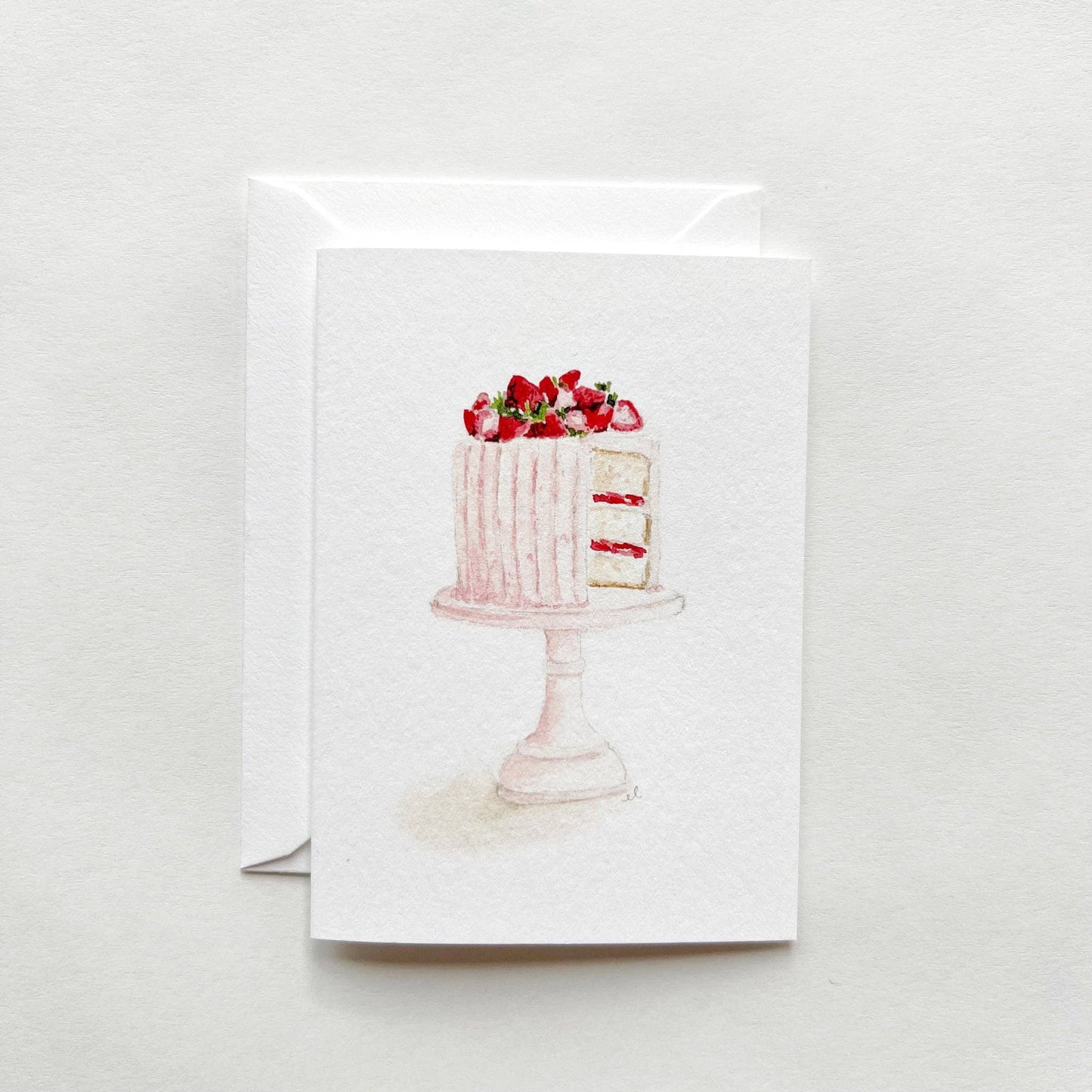 Pink cake mini notecard