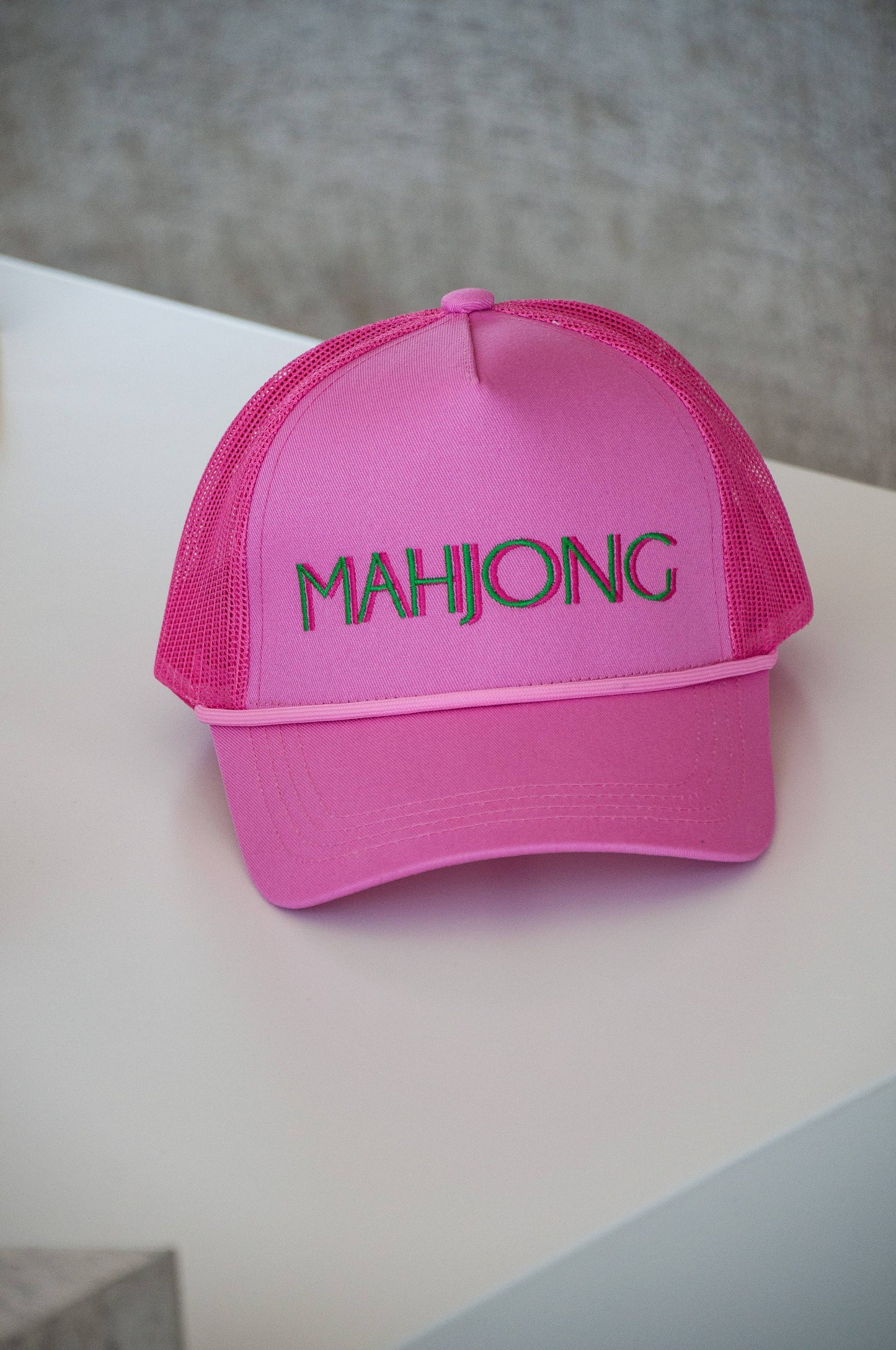 Pink Stitched Mahjong Hat