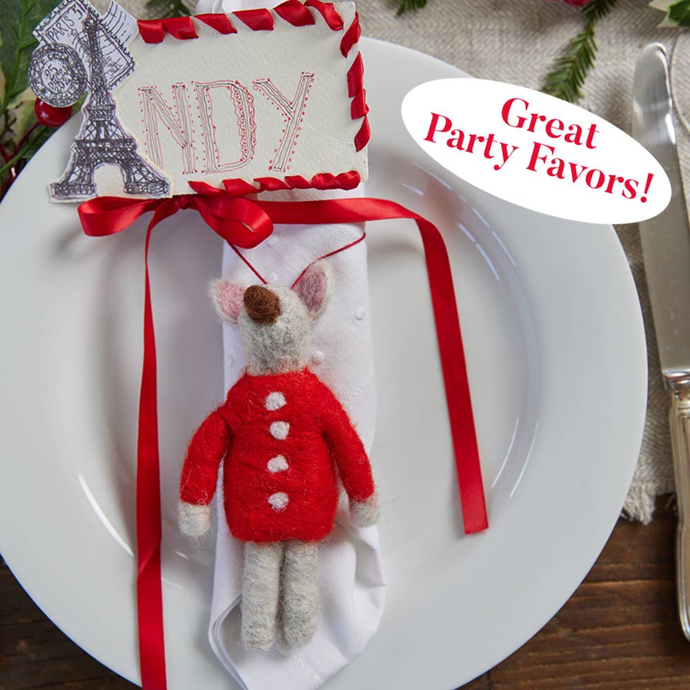 RED SWEATER MOUSE Felt Ornament