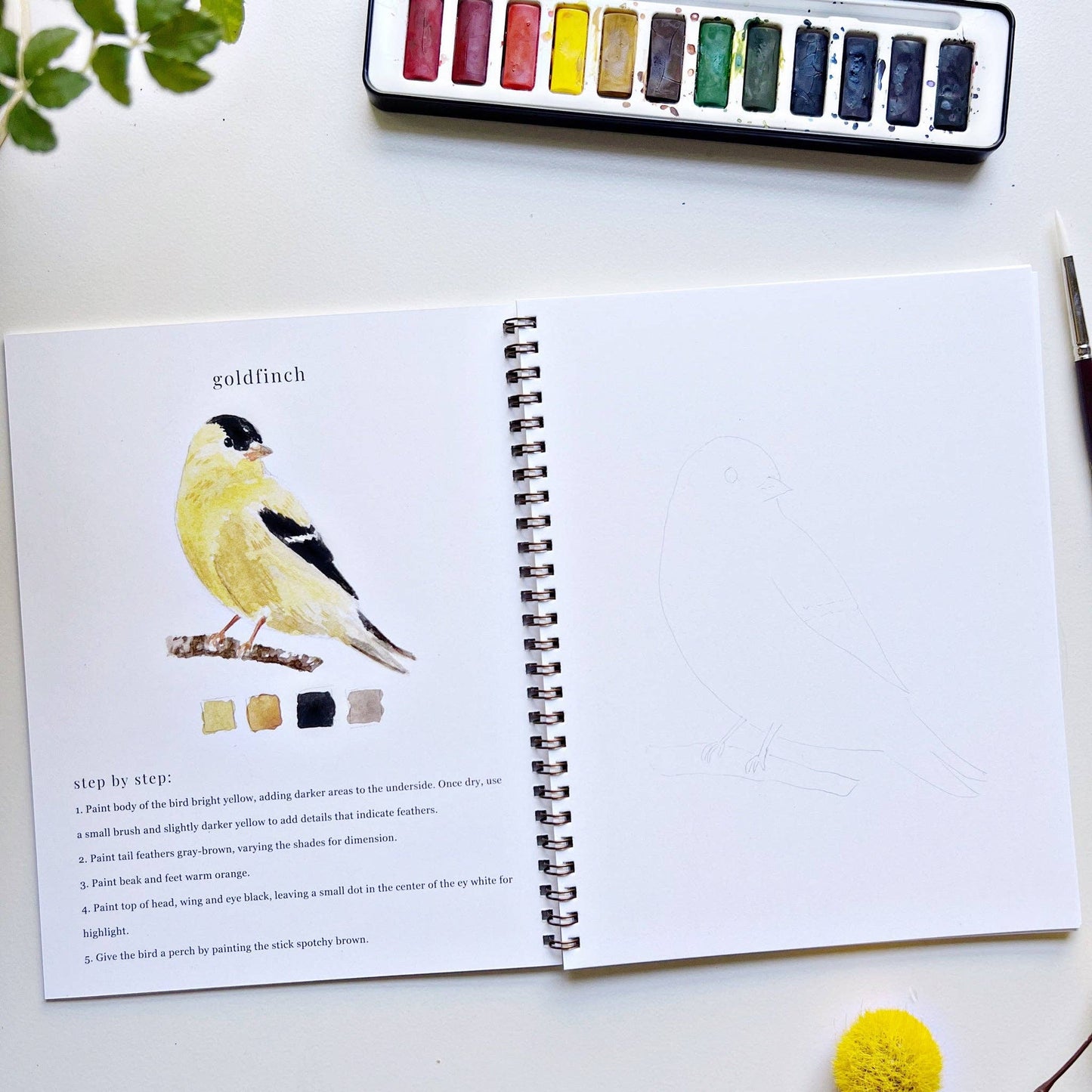 Watercolor Workbook: Animals, Autumn, Birds, Bouquets, Christmas, Flowers, Winter