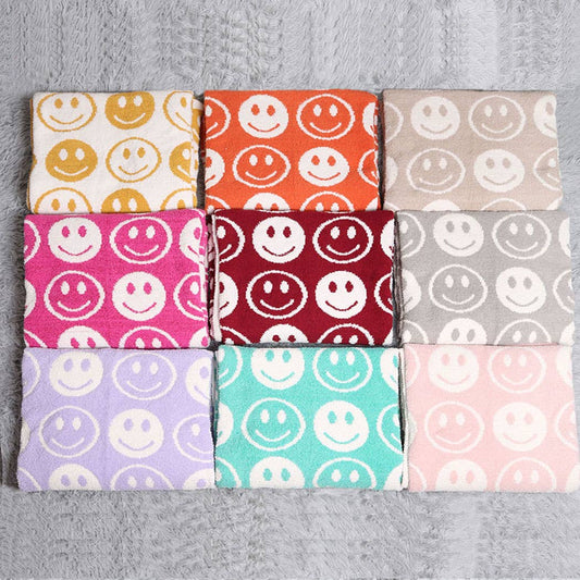 Happy Face Patterned Throw Blanket