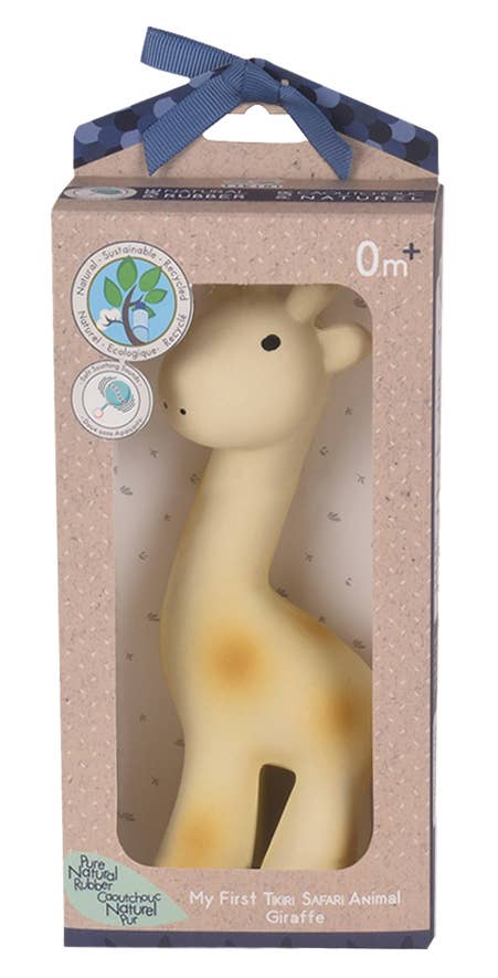 Giraffe Natural Organic Rubber Teether, Rattle & Bath Toy